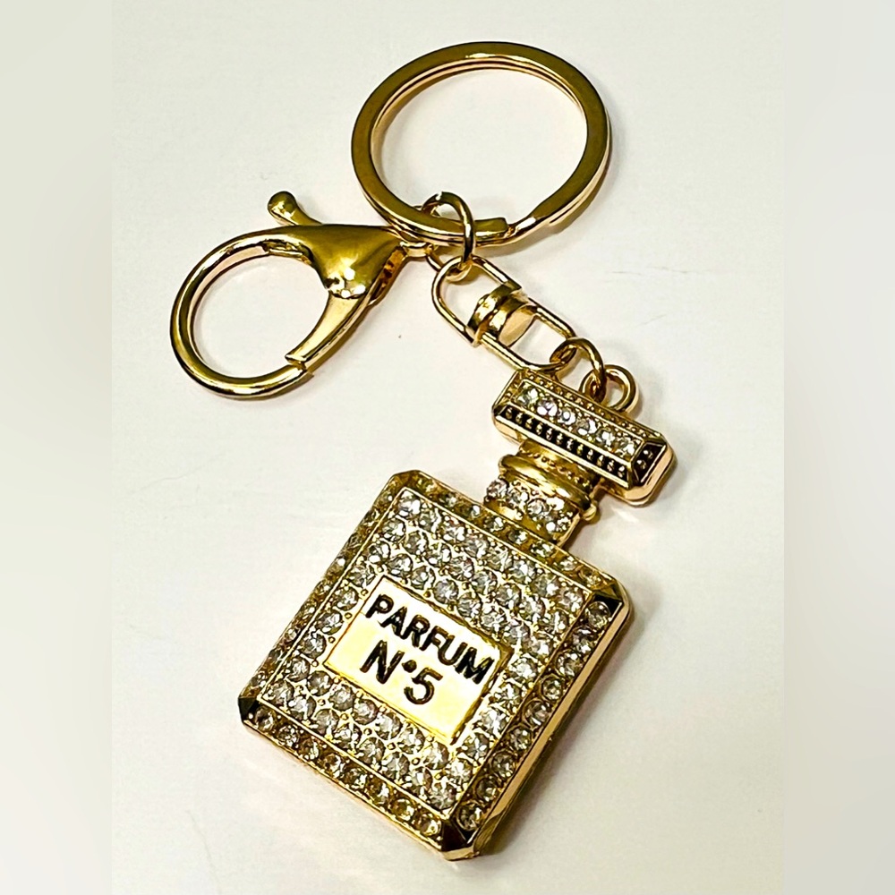 Gold Crystal Parfum N°5 Keychain/Bag Charm